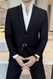 秋冬韩版修身小西装外套两扣时尚休闲西服黑色A445-XZ3611B-P125，男装西服，电商A445