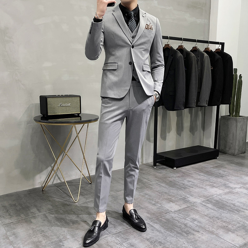 大码不加价韩版小西装修身西服套装结婚礼服三件套SJT71-P225,男装西服套装,电商A445