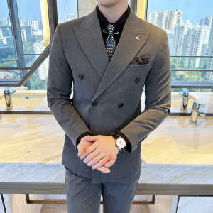 春秋韩版修身小西装外套双排扣珠边时尚休闲西服A445-XZ9006-P130图片