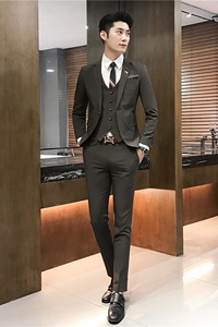 韩版休闲小西装 英伦男士修身西服套装三件套 A445-SJT702-P275图片