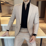 秋冬韩版修身小西装外套一扣时尚休闲西服杏色A445-XZ3611A-P125，男装西服，电商A445
