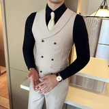 秋季新款男士马甲韩版修身双排扣西装马甲咖啡色A445--MJ3611-P60，男装背心/马甲，电商A445