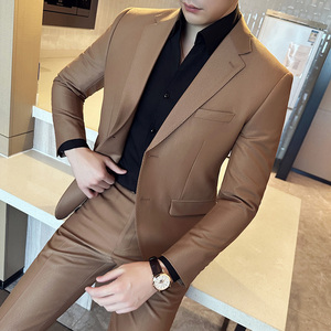 秋冬韩版修身小西装外套两扣时尚休闲西服杏色A445-XZ3611B-P125图片