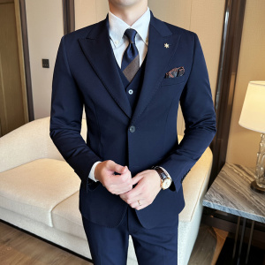 春秋韩版修身小西装外套两扣枪驳领时尚休闲西服A445-XZ9005中灰图片
