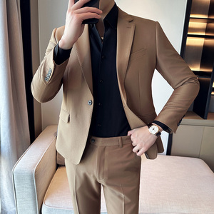 秋冬韩版修身小西装外套一扣时尚休闲西服咖啡A445-XZ3611A-P125,2020男生早春搭配图片