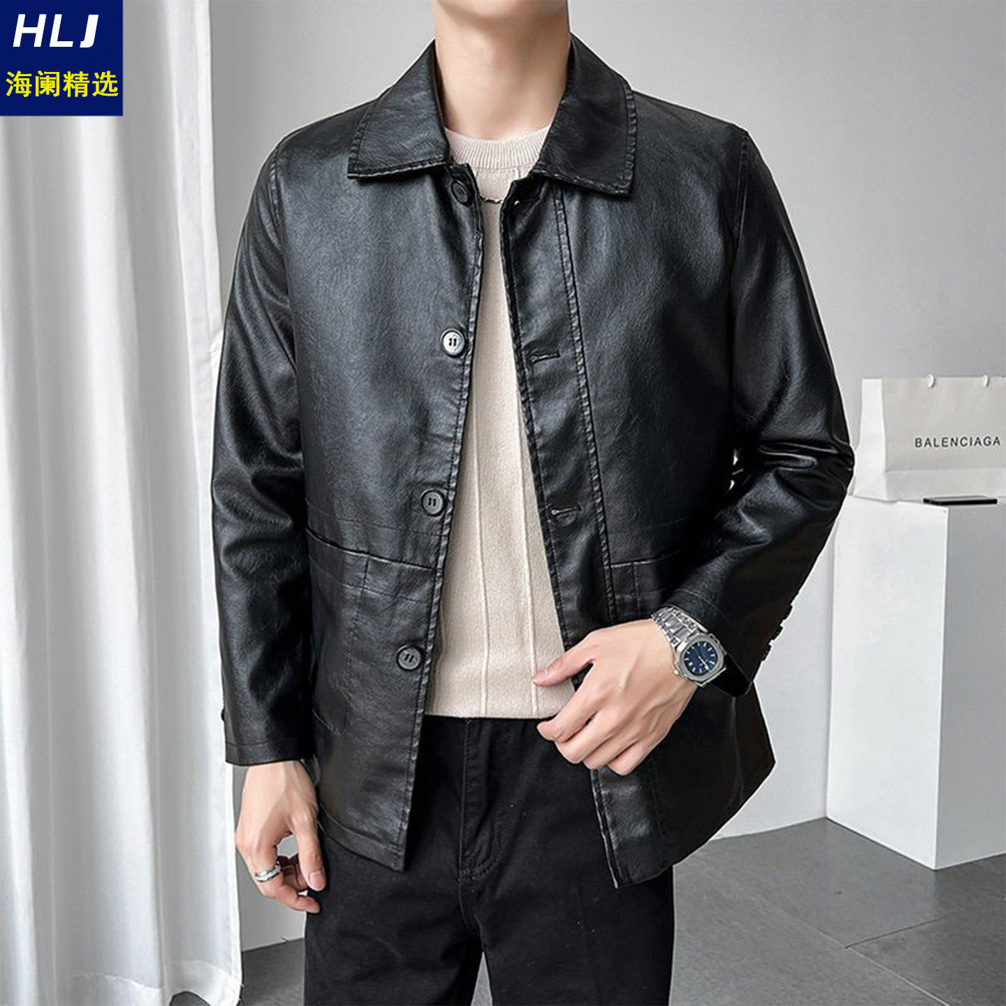 外套男夹克皮衣2026新款今年流行爆款机车服冬季加绒青年保暖翻领