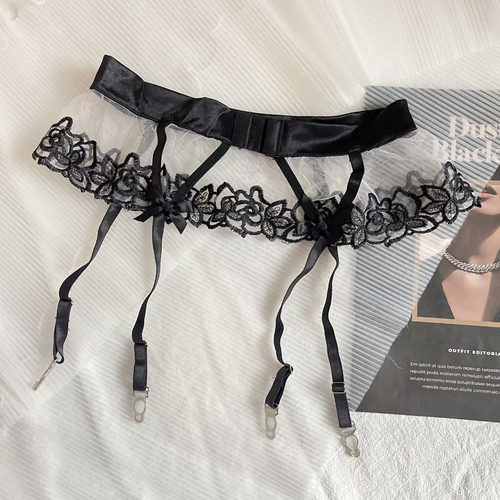 透明花边蕾丝刺绣防滑吊袜带袜夹