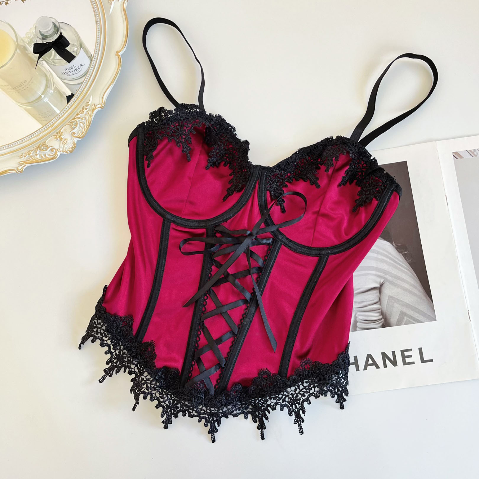 复古宫廷风马甲束身衣女性感鱼骨修身内衣系带收腰塑身上衣