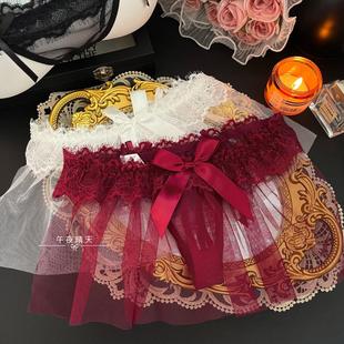 爆款花嫁拖尾轻奢女士内裤低腰蕾丝丁字裤婚纱裙摆约会情调裤头