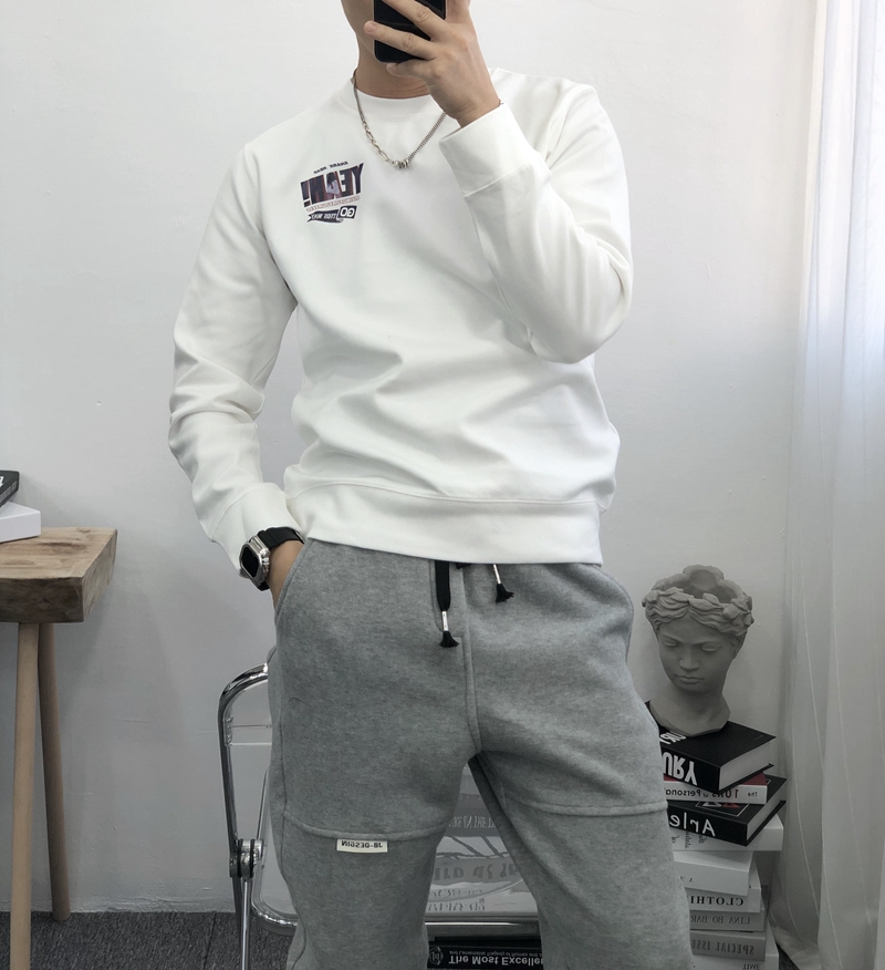 宽松加绒圆领其他情侣装