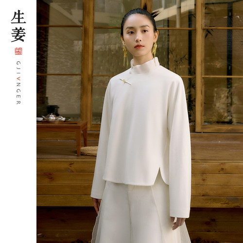 生姜新款中式改良上衣棉羊毛