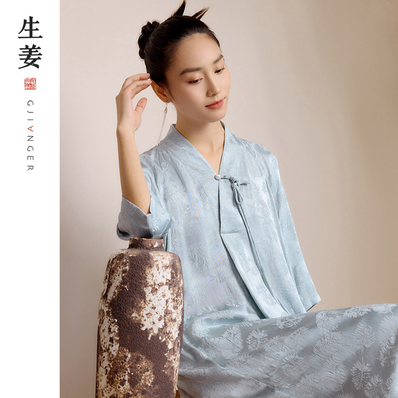 生姜新中式夏季新款中式改良长裙优雅气质连衣裙11021606E,女装/女士精品,连衣裙,淘宝优惠券,粉丝福利购,淘宝优惠卷