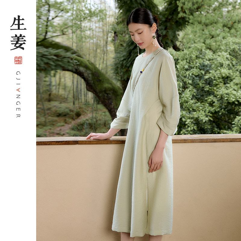 生姜 新中式原创女装国风夏季新款宽松复古泡泡袖连衣裙11421612A,女装/女士精品,连衣裙,淘宝优惠券,粉丝福利购,淘宝优惠卷