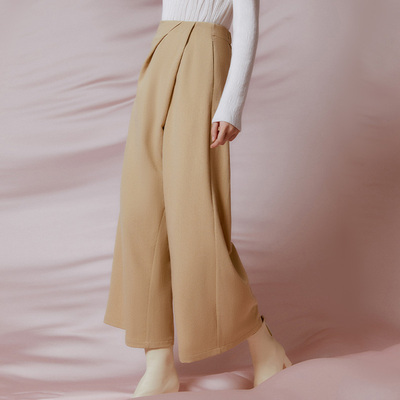 【闪购价】生姜  提花肌理阔腿裤冬季不对称时髦长裤11348101A