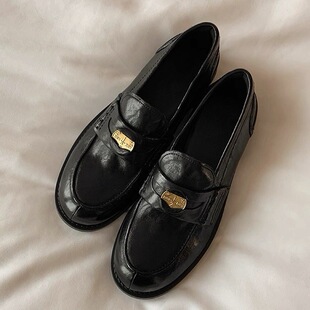 惠东县晨航鞋业店牛皮版~平底乐福鞋~马皮复古擦色小金币