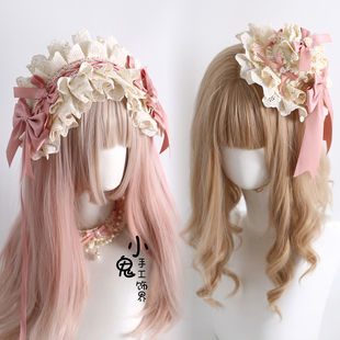 原创小芙蝶礼帽手作边夹发夹项链生成色粉色Lolita芭蕾风发饰森系