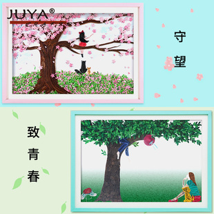 俊雅JUYA原创守望樱花致青春衍纸材料A3大图线稿底卡手工卷纸教程
