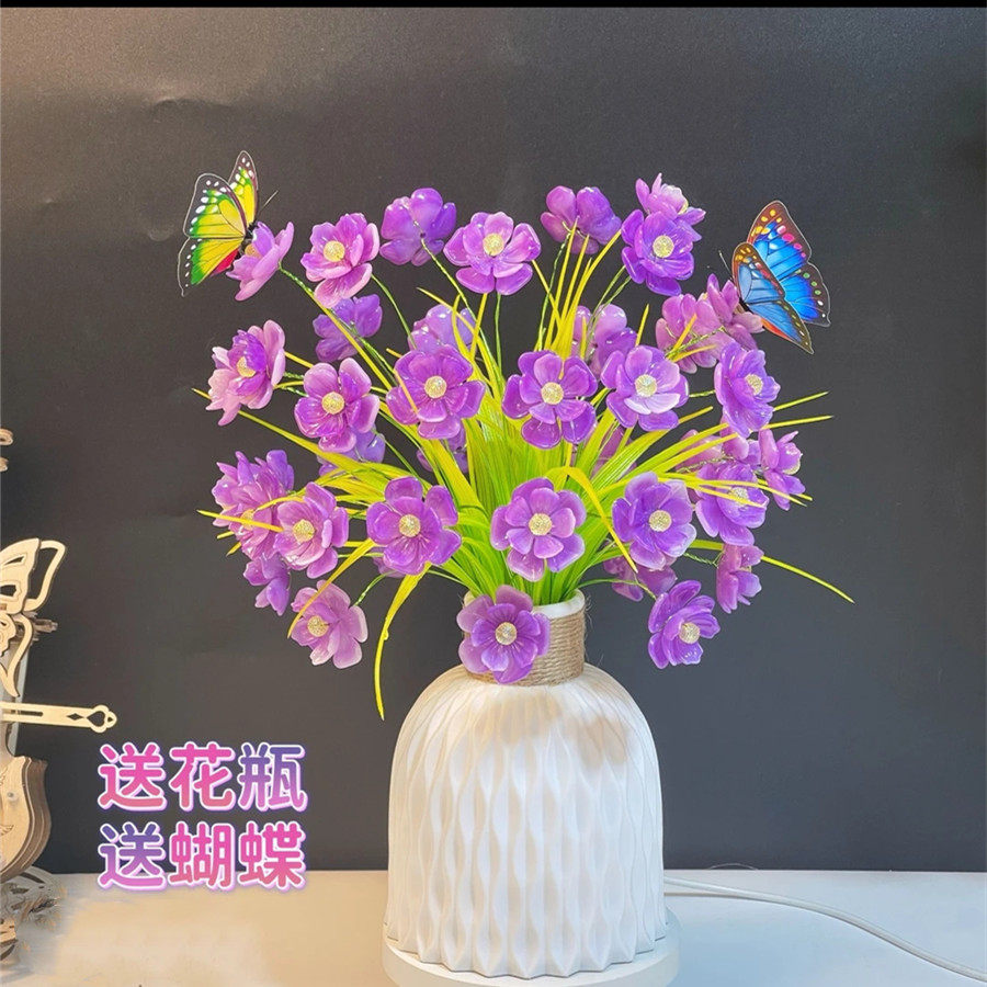 重瓣水仙花材料包仿玉款送仿摔花瓶送蝴蝶