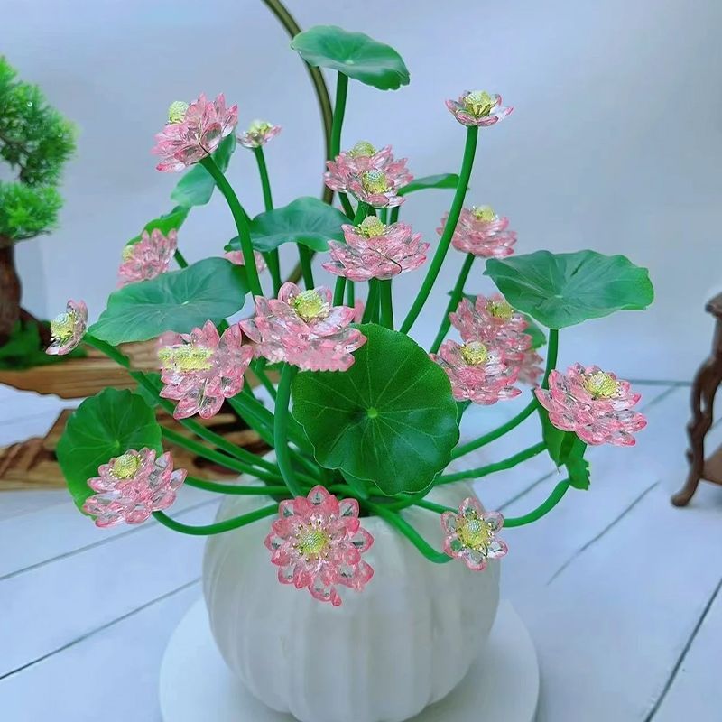 水晶荷花材料包手工串珠饰品摆件多色散珠子自己做