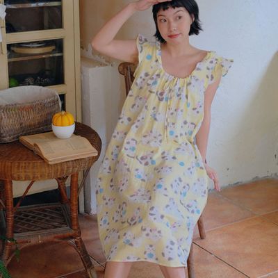 白鲸公园新款无袖背心吊带睡裙夏季长款连体裙日系甜美睡衣女款夏