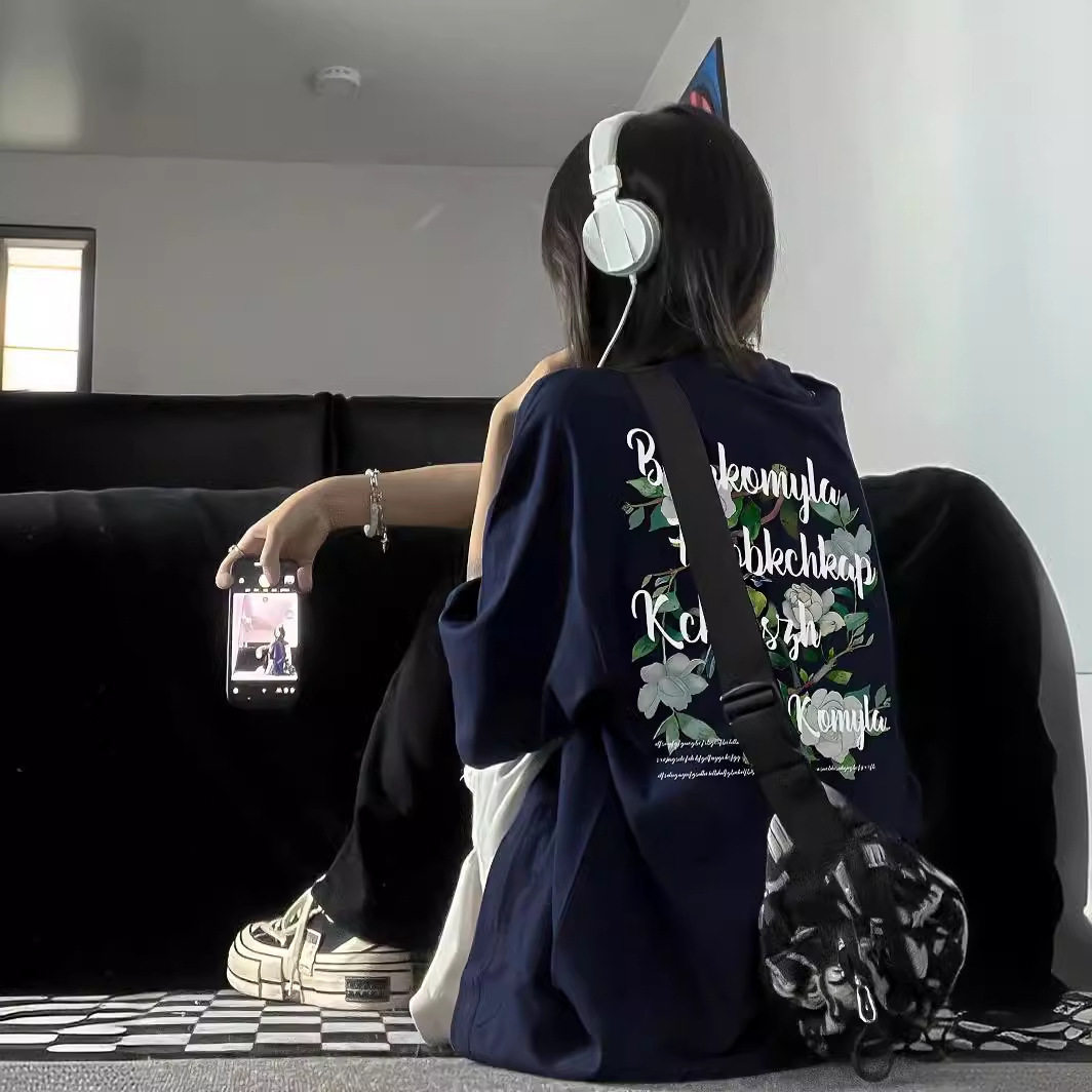 墨绿色美式复古t恤男女纯棉重磅短袖潮牌潮流夏季衣服中性风半袖