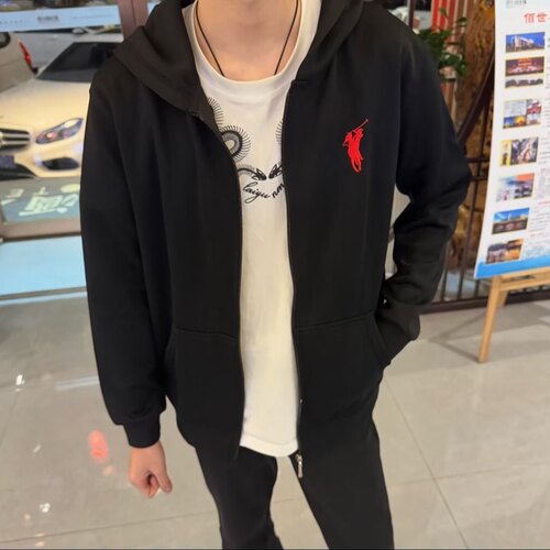 高街潮流战马连帽刺绣拉链卫衣男女同款宽松休闲学生百搭开衫外套