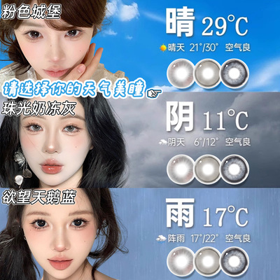 美瞳半年抛天气晴阴雨灰色自然大直径有度数隐形眼镜WF官方正品TN
