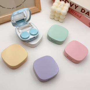 可爱高颜值隐形眼镜盒一体双联伴侣盒学生美瞳盒便携带镜子镊子zy