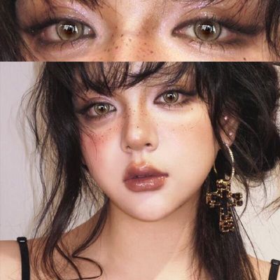 海俪恩护理液+美瞳半年抛大小直径棕色混血2片装隐形眼镜EJLK