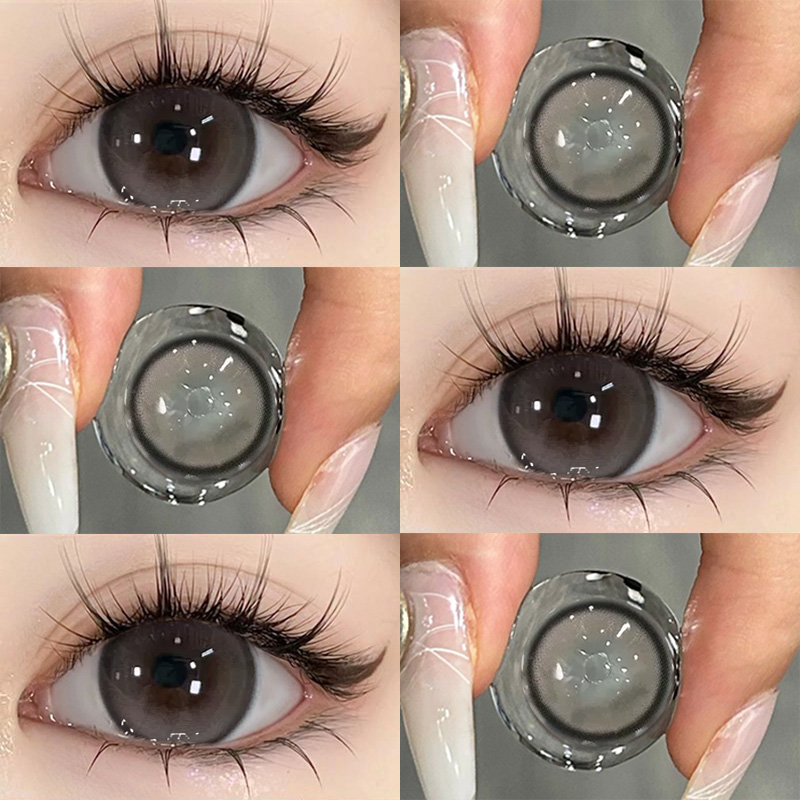 蜜桃可可灰色美瞳半年抛女自然大直径混血隐形眼镜旗舰店正品7xx