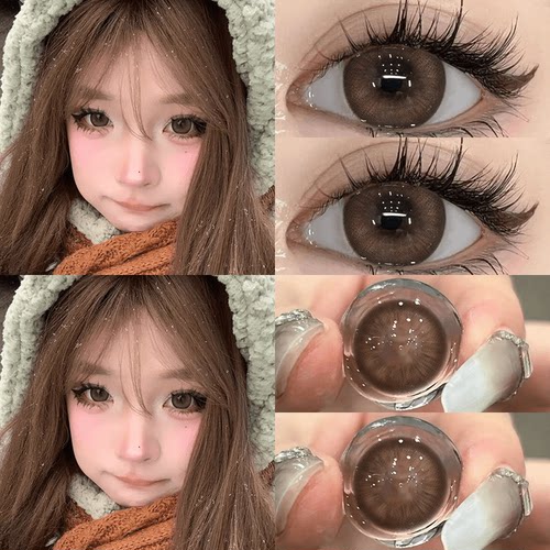 棕色日抛美瞳10片自然日常款少女心度数彩色隐形眼镜官网正品0XX