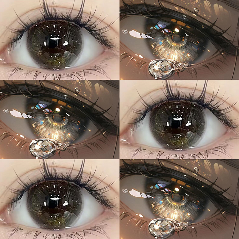 晚霞金碎棕美瞳半年抛小大直径金粉混血正品旗舰店隐形眼镜EJLK