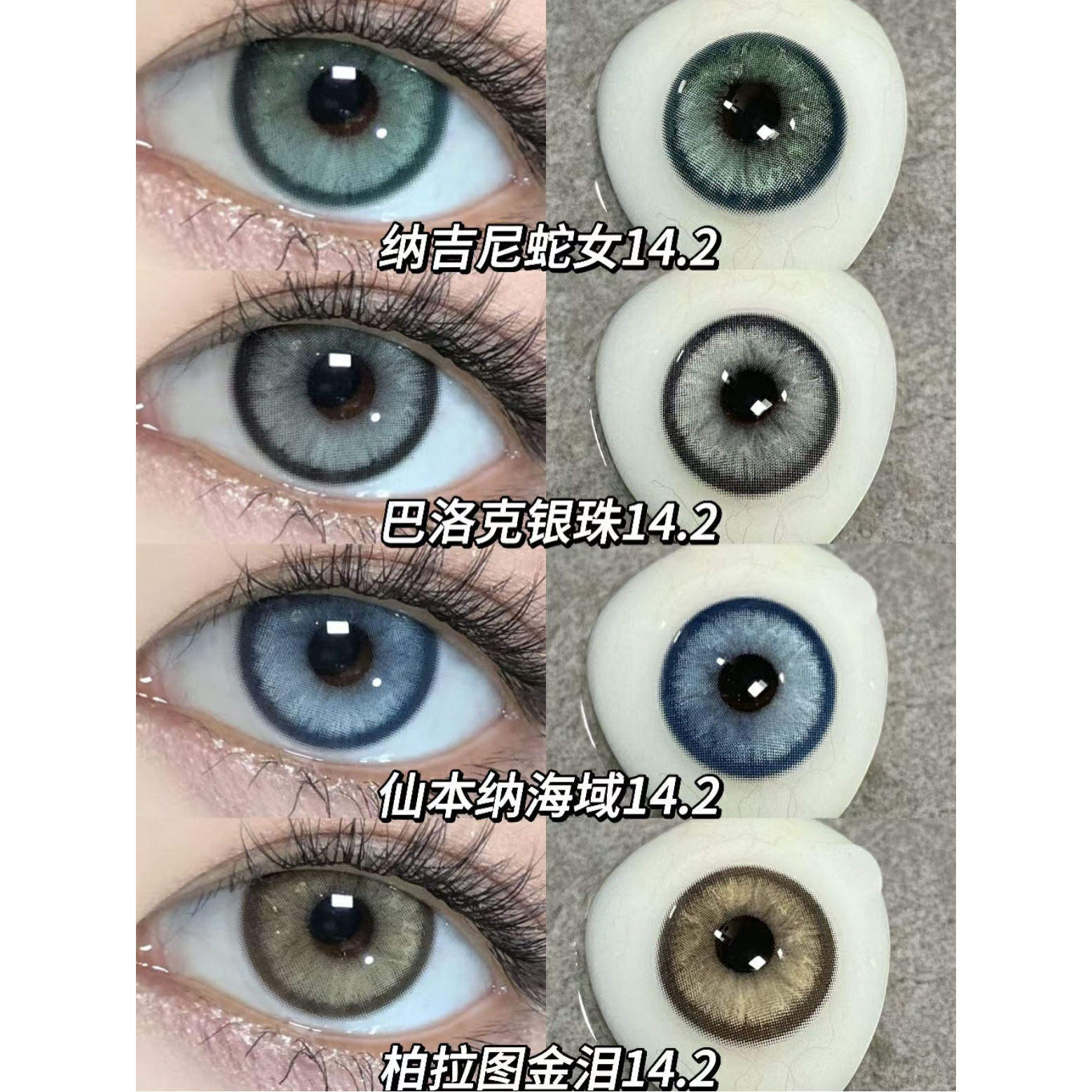 送护理液】混血显色年抛美瞳纳吉尼蛇女巴洛克银珠cos棕绿美瞳AF