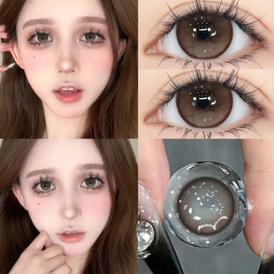 偶尔卖萌美瞳半年抛棕色混血大小直径高透氧隐形近视眼镜QF正装TN