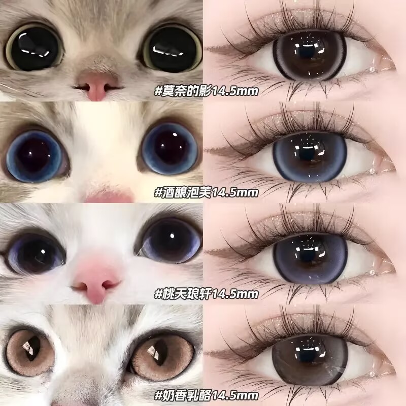 猫眼锁边黑棕色美瞳日抛10片大直径日常带度数隐形眼镜旗舰店8YY图片