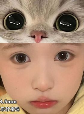 可乐珍宝珠美瞳半年抛大直径黑色自然狗狗眼隐形眼镜正品官网1LG