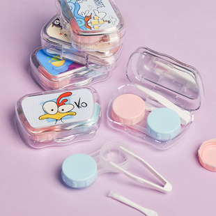 卡通隐形眼镜盒ins美瞳盒子可爱小巧收纳伴侣盒双联盒清洗器zy