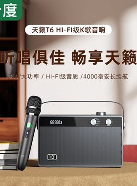 十度T6家庭ktv音响套装带无线话筒小型便携式户外k歌唱歌蓝牙音箱