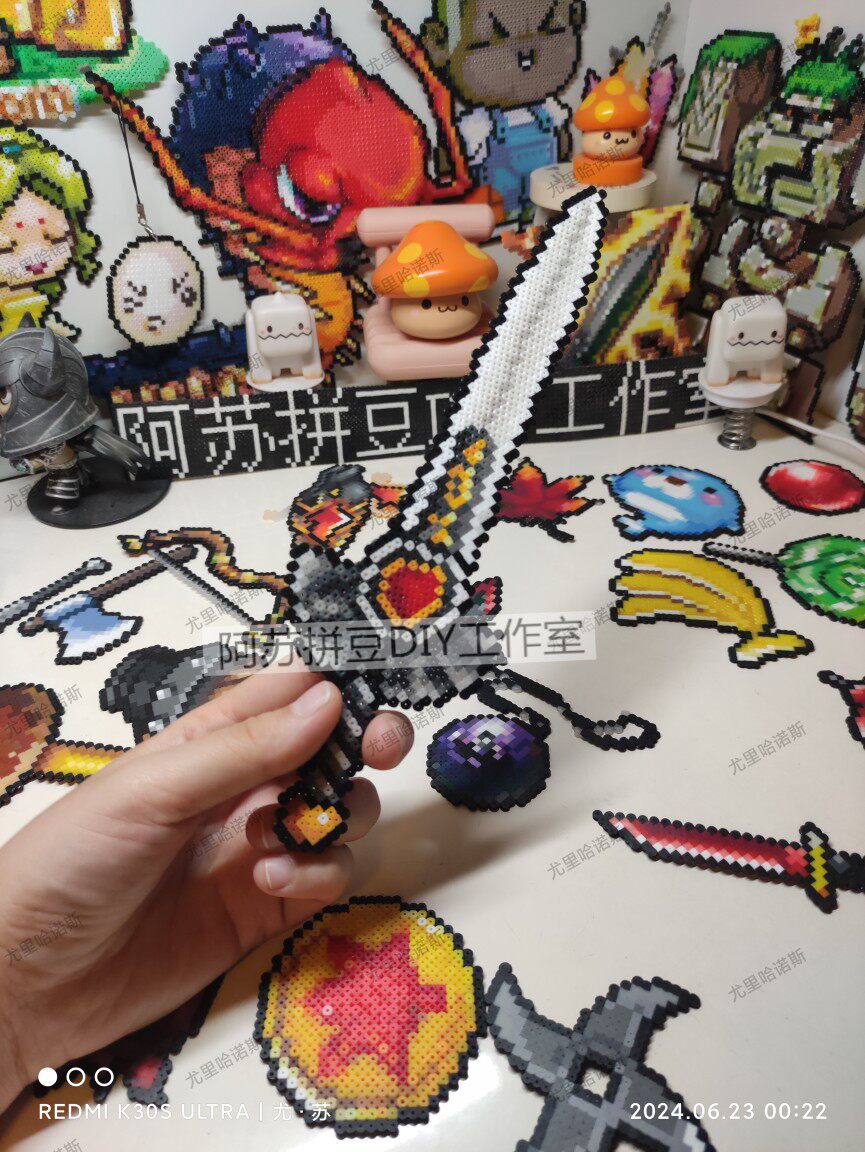 冒险岛周边玩家角色手持武器手办DIY定制摆件装饰礼物 阿苏拼豆