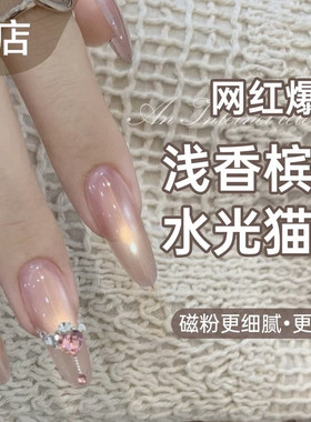 花校长  拾荒者浅香槟金水光猫眼秋冬爆闪网红胶美甲甲油胶 1g