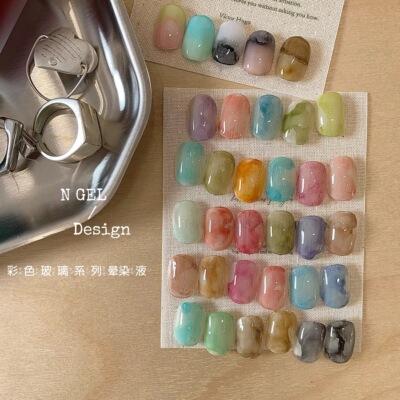 N GEL 2026新品夏日美甲 快速晕染彩色玻璃晕染液高透显色 1ml2ml