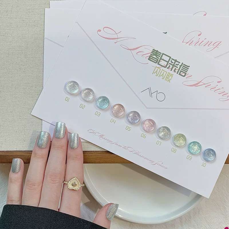 【AMO】春日来信闪闪胶2025年新款爆闪细闪美甲甲油胶 分装1g