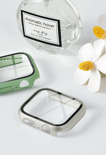 适用iwatch8星光色保护壳膜一体apple 4代3壳 watch7苹果手表s6手表糖果壳硅胶全包半包透明se2表壳表套小众5