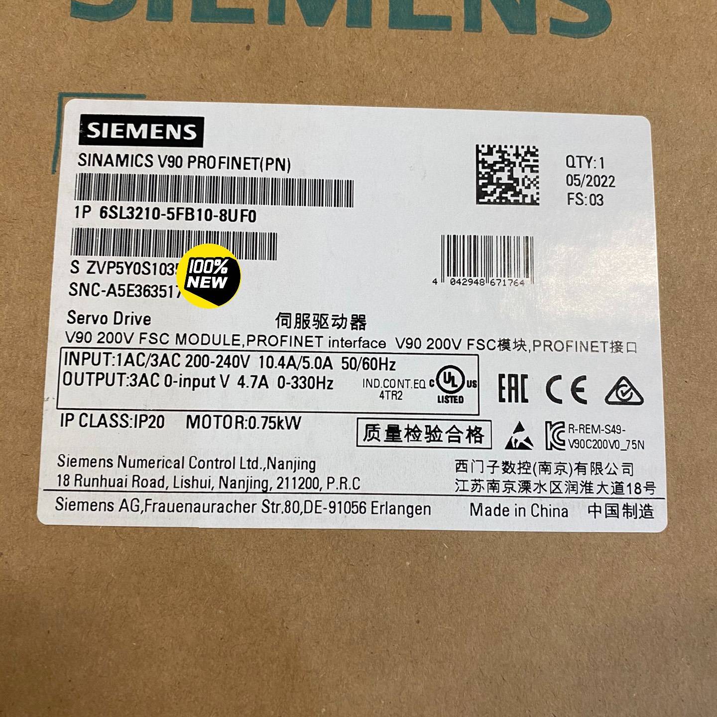 议价6SL3210-5FB10-8UF0V90伺服驱动器0适用