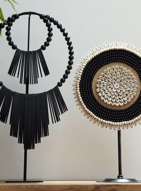 以手造物。原创手工中古玄关装饰贝壳黑色高级摆件酒店样板房软装