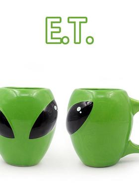 严选跨境ALIEN绿色外星人陶瓷马克杯 办公室咖啡厅酒吧酒杯水杯