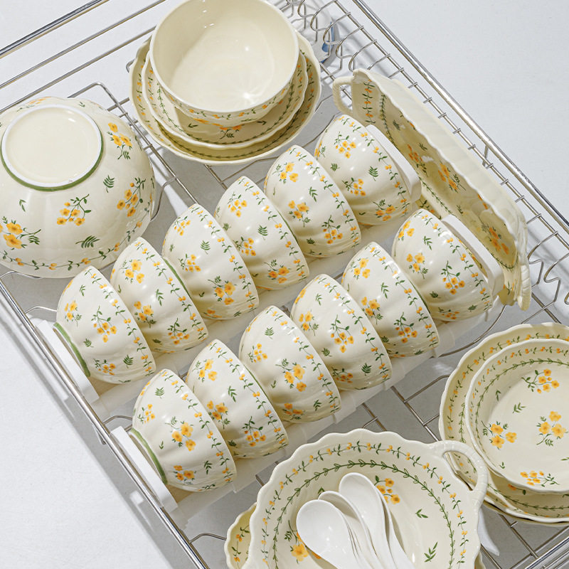 日式田园风釉下彩碗碟套装家用陶瓷碗菜盘汤碗鱼盘米饭碗陶瓷餐具,餐饮具,餐具瓷器套装,淘宝优惠券,粉丝福利购,淘宝优惠卷