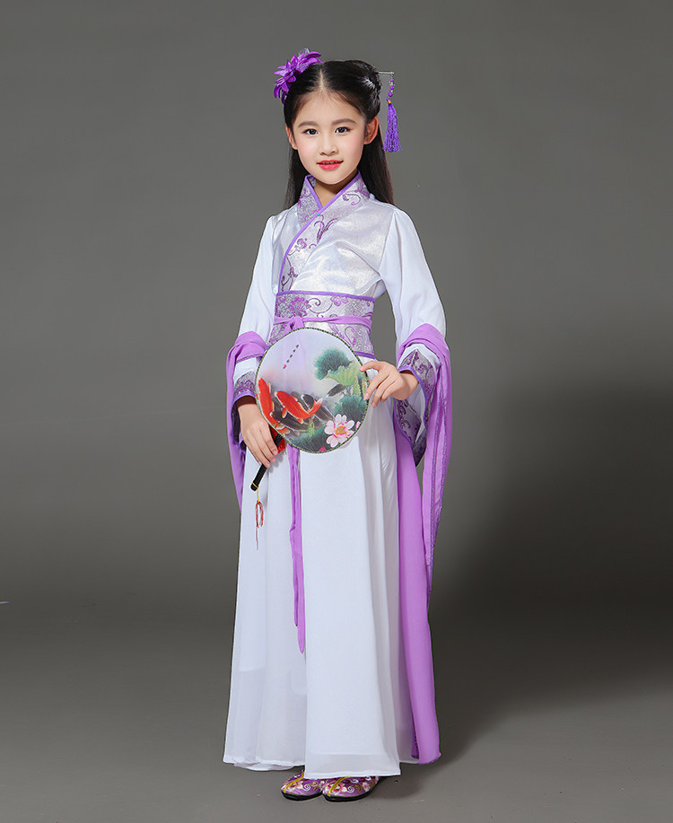 儿童古装唐装女童汉服仙女裙表演服古代江南公主裙古筝古典舞蹈服