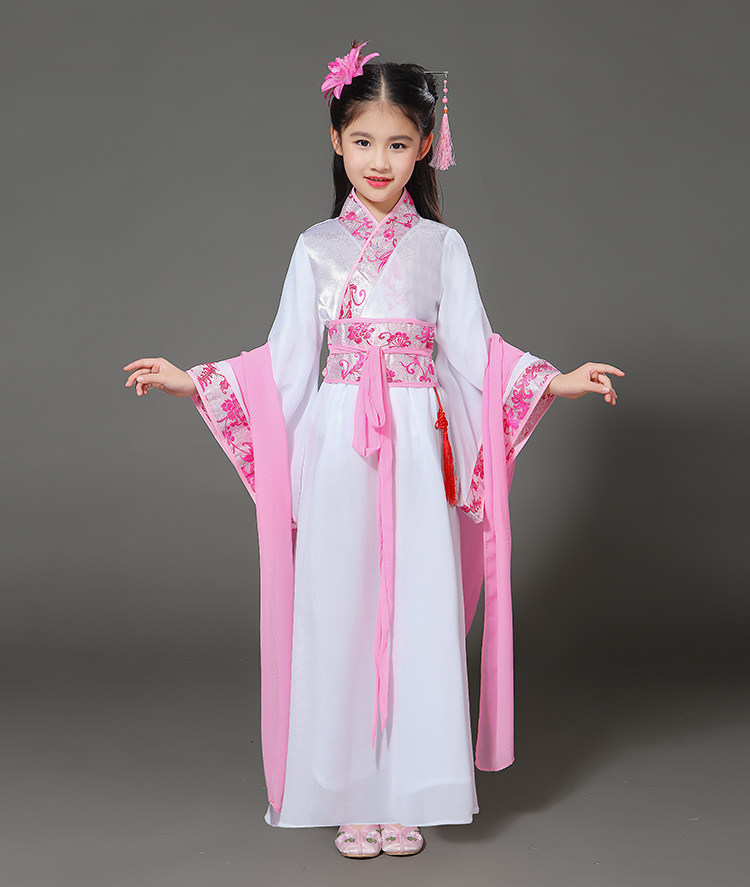新款女童古代衣服儿童古装汉服童装古装仙女裙公主裙古筝演出服