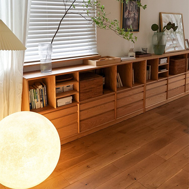 书柜书架储物柜边柜柜子北欧实木收纳客厅电视柜落地组合整装日式